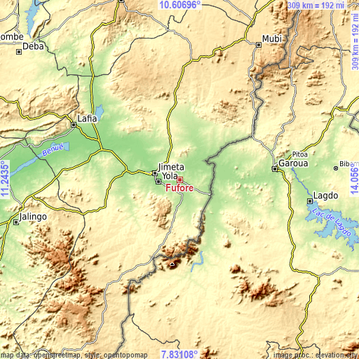 Topographic map of Fufore