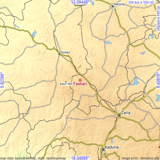 Topographic map of Faskari