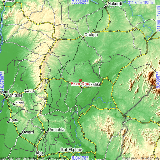 Topographic map of Ezza-Ohu