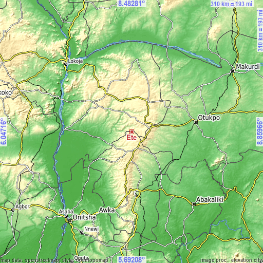 Topographic map of Ete