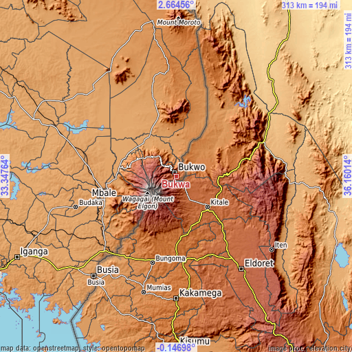 Topographic map of Bukwa
