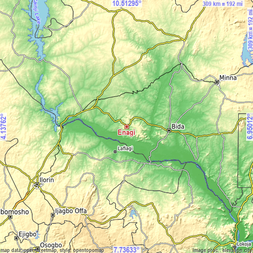 Topographic map of Enagi