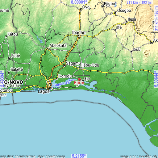 Topographic map of Ejirin