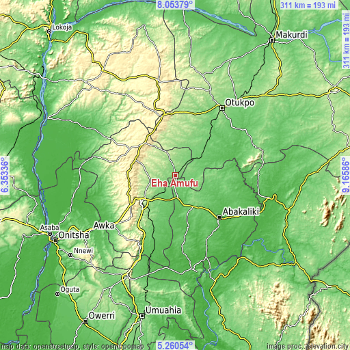 Topographic map of Eha Amufu