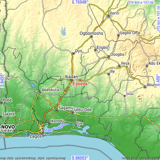 Topographic map of Egbeda