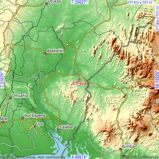 Topographic map of Effraya