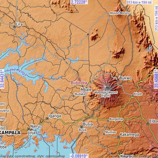 Topographic map of Bukedea