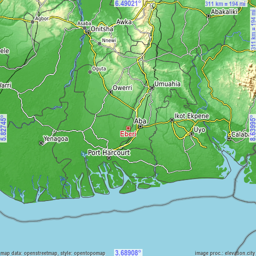 Topographic map of Eberi