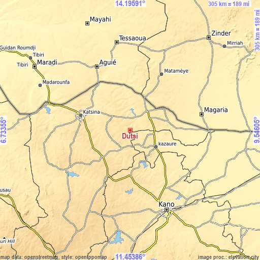 Topographic map of Dutsi