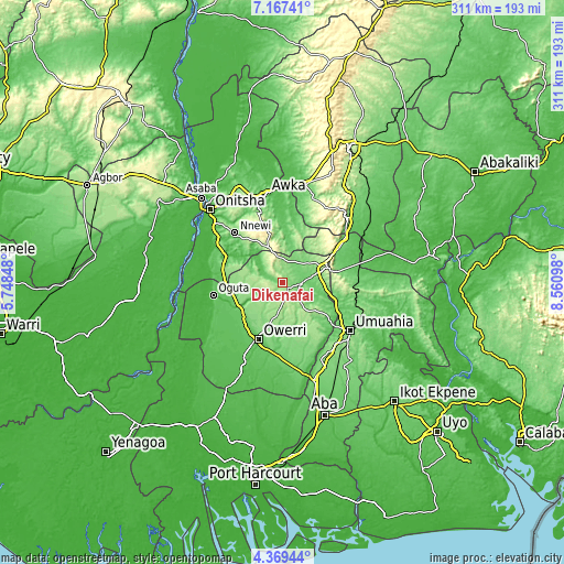 Topographic map of Dikenafai