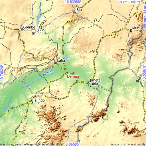 Topographic map of Demsa