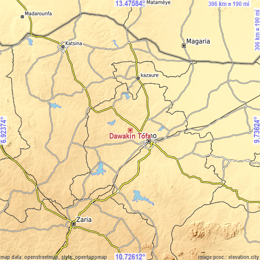 Topographic map of Dawakin Tofa