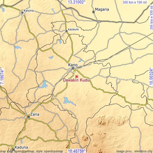 Topographic map of Dawakin Kudu