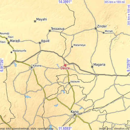 Topographic map of Daura