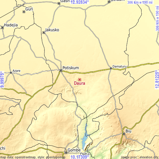 Topographic map of Daura