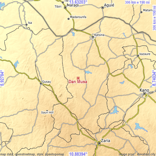 Topographic map of Dan Musa