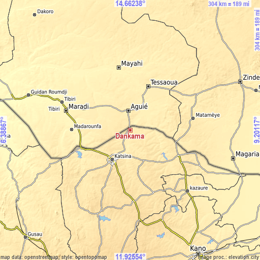 Topographic map of Dankama