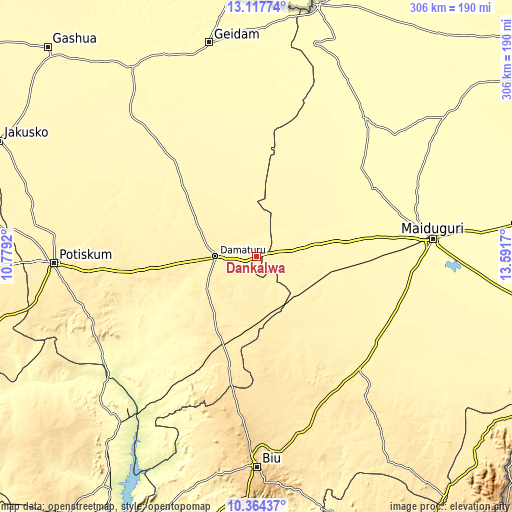 Topographic map of Dankalwa