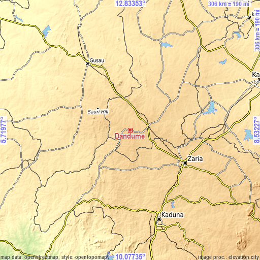 Topographic map of Dandume