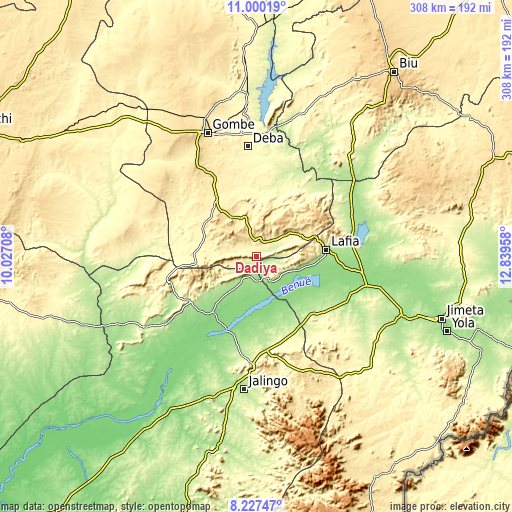 Topographic map of Dadiya