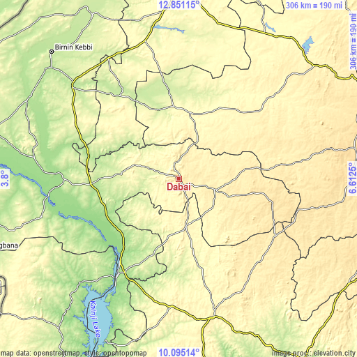 Topographic map of Dabai