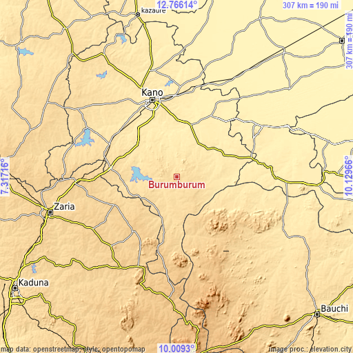 Topographic map of Burumburum