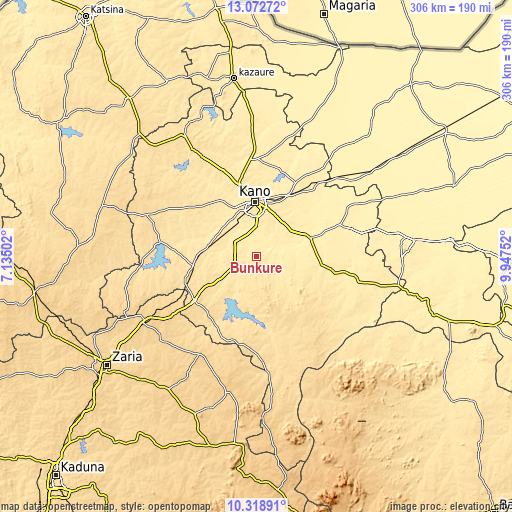 Topographic map of Bunkure