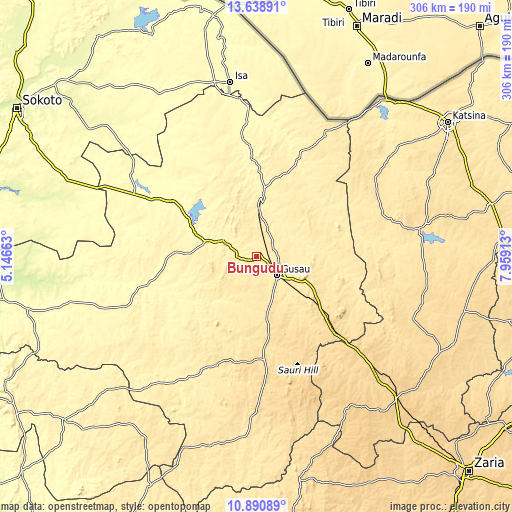 Topographic map of Bungudu