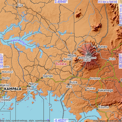 Topographic map of Budaka