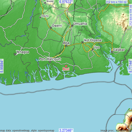 Topographic map of Bori