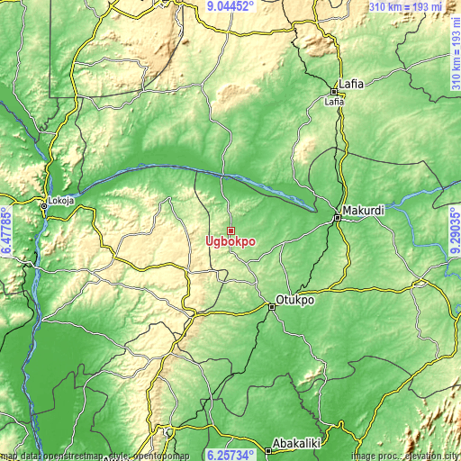 Topographic map of Ugbokpo