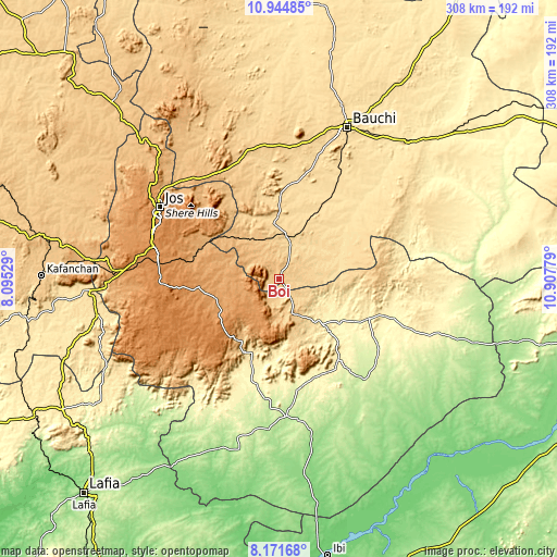 Topographic map of Boi