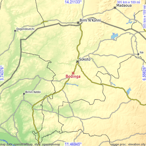 Topographic map of Bodinga