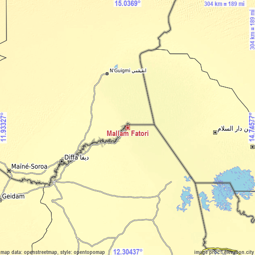 Topographic map of Mallam Fatori