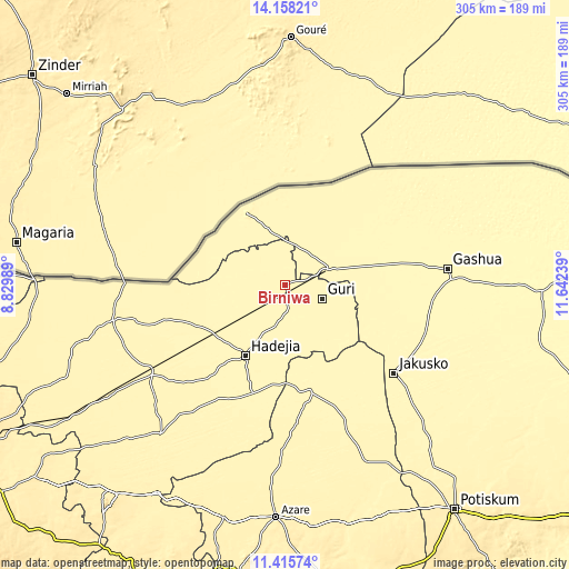 Topographic map of Birniwa