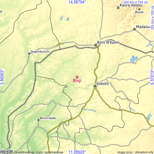 Topographic map of Binji