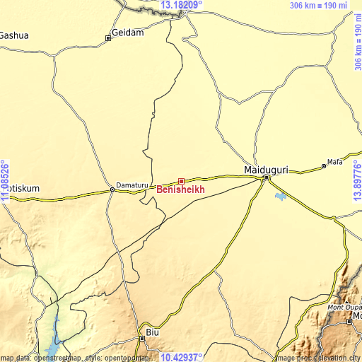 Topographic map of Benisheikh