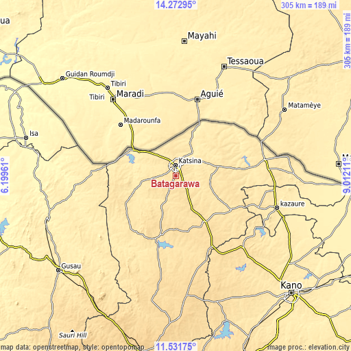 Topographic map of Batagarawa
