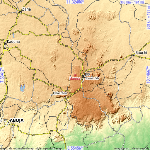 Topographic map of Bassa