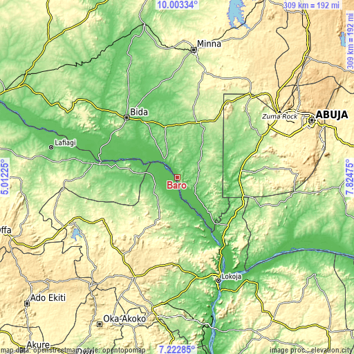 Topographic map of Baro