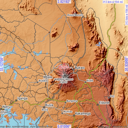 Topographic map of Binyin