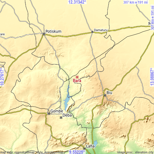 Topographic map of Bara