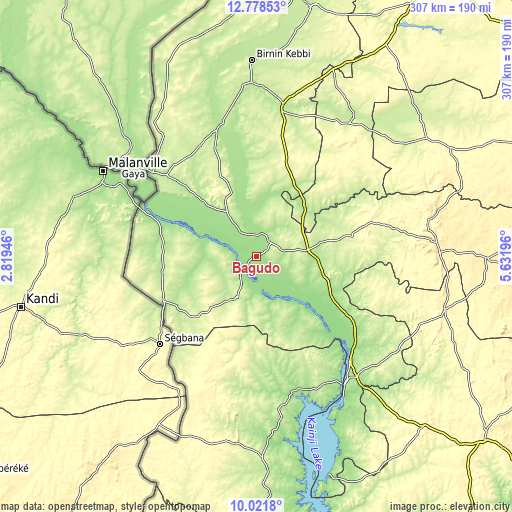 Topographic map of Bagudo