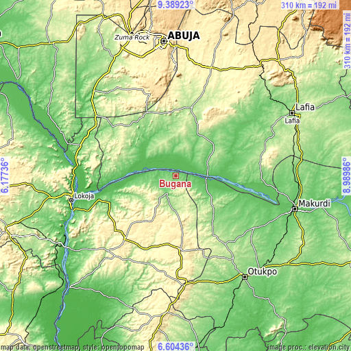 Topographic map of Bugana