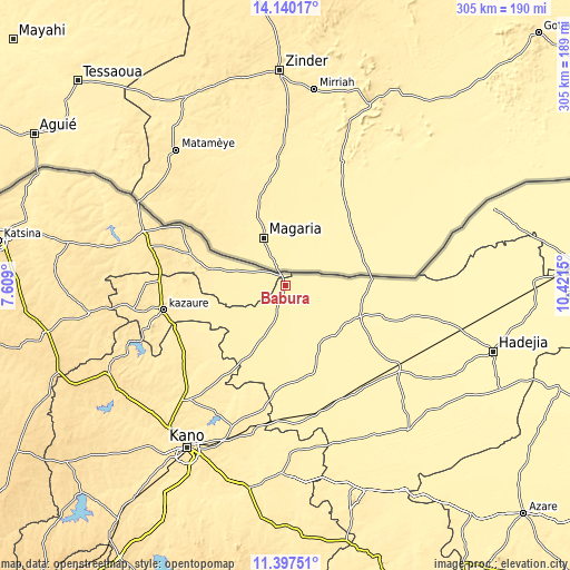 Topographic map of Babura