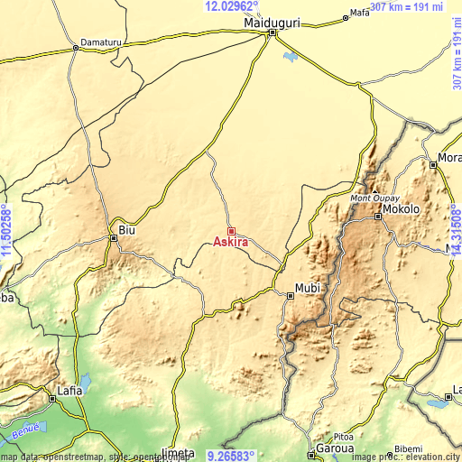 Topographic map of Askira