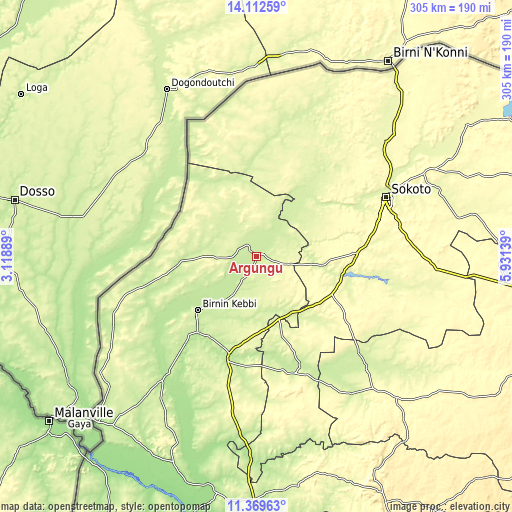 Topographic map of Argungu