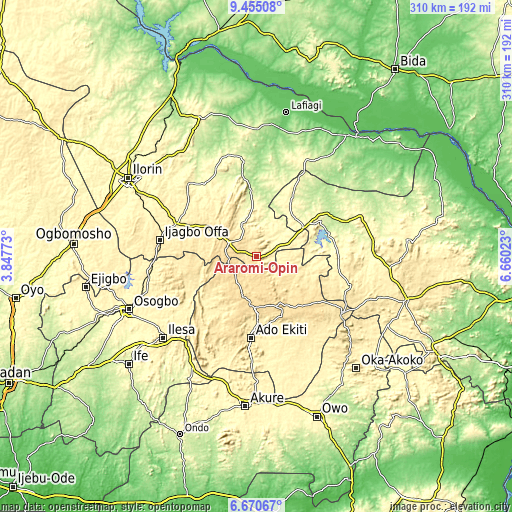 Topographic map of Araromi-Opin