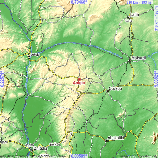 Topographic map of Ankpa