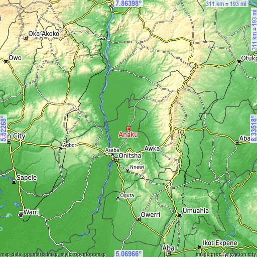 Topographic map of Anaku